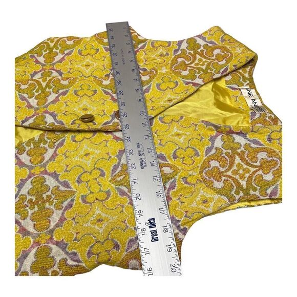 VTG Jane Andre “M”‎ Yellow Art To Wear Vest Abstract Jacquard Cottagecore READ - Picture 6 of 14
